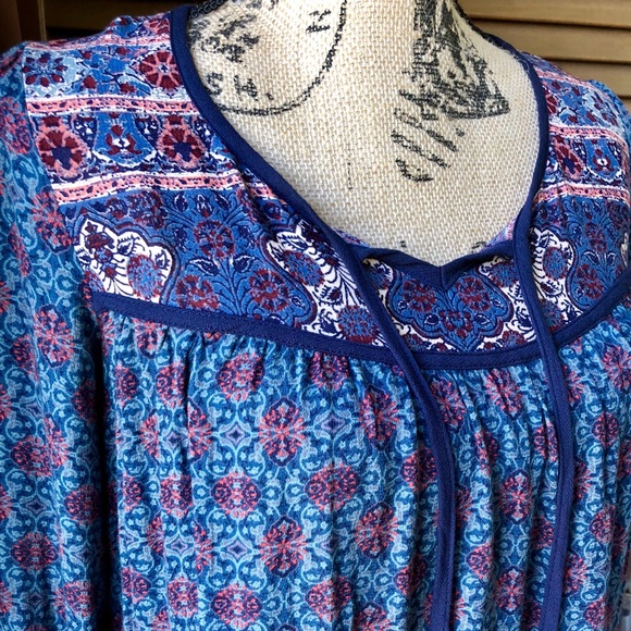 XHILARATION Boho Long Sleeve Sheer Blouse - Picture 3 of 7